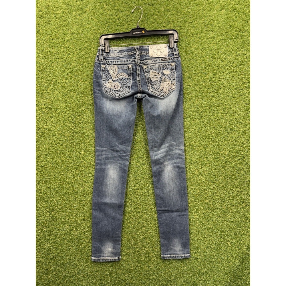 Miss Me Jeans Womens 27 Mid Rise Skinny Embellished Cowgirlcore Y2K Buckle